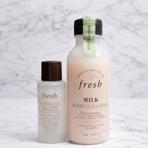 Fresh Kombucha Cleanser + Milk Body Cleanser Travel Size Bundle- New- White